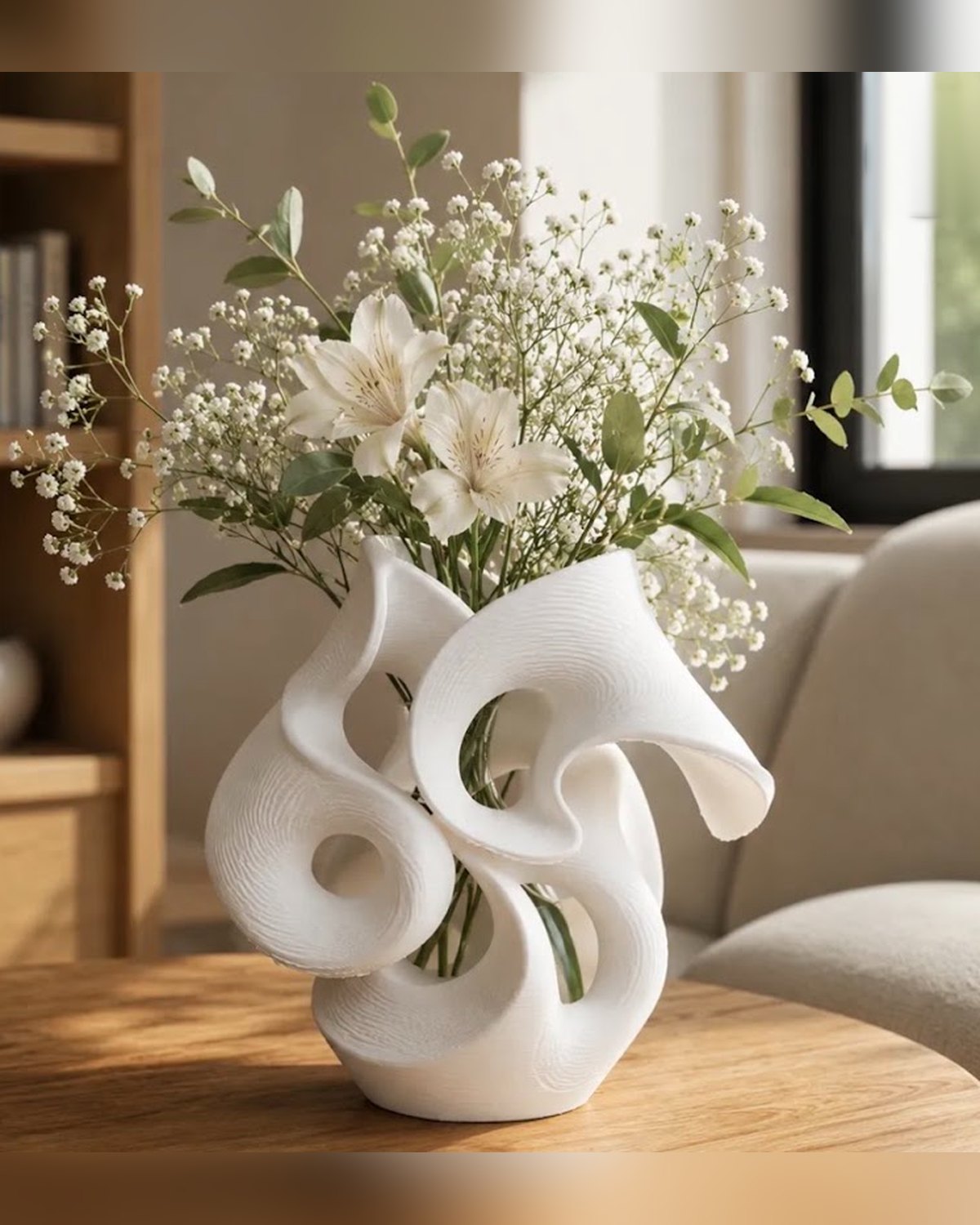 Sculptural ribbon bloom vase